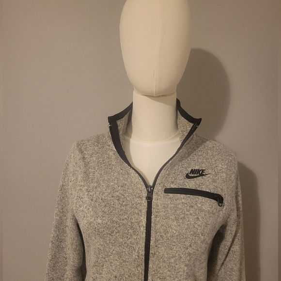 Nike Summit Knit Fleece Full Zip Jacket Heather Gray Black Women’s Size Small - Picture 3 of 8